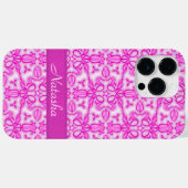 Tulip damask paarse roze name Case-Mate iPhone case (Achterkant (horizontaal))