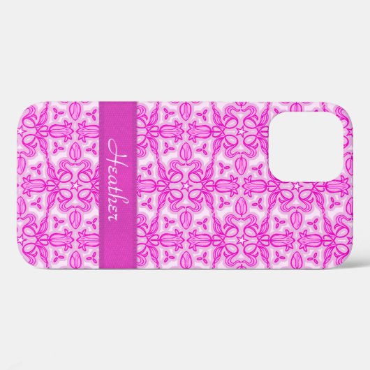 Tulip damask paarse roze name Case-Mate iPhone case (Achterkant (horizontaal))