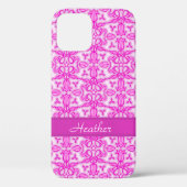 Tulip damask paarse roze name Case-Mate iPhone case (Achterkant)