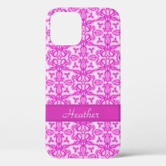 Tulip damask paarse roze name Case-Mate iPhone case (Achterkant)