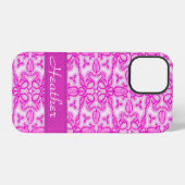 Tulip damask paarse roze name iPhone hoesje (Achterkant horizontaal)