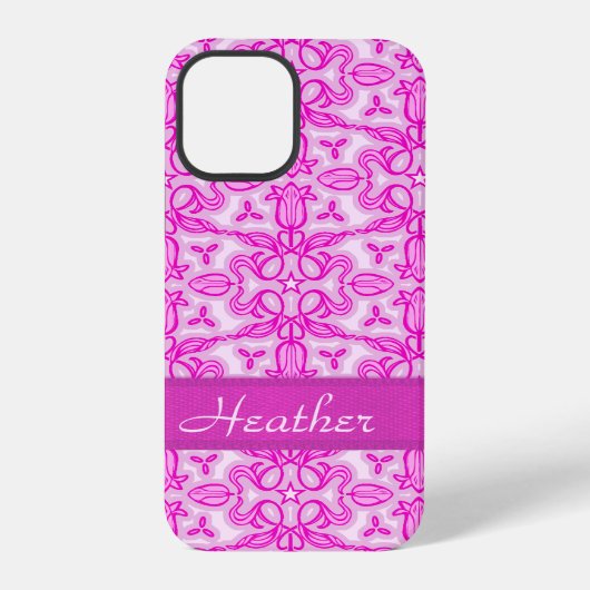 Tulip damask paarse roze name iPhone hoesje (Achterkant)