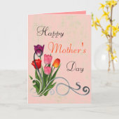 Tulip-draai Happy Moederdag wenskaart Kaart (Gele Bloem)