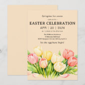 Tulip Easter Celebration Invitation Flat Card Kaart (Voorkant / Achterkant)