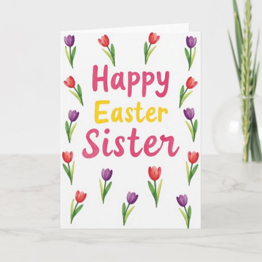 Tulip Easter Sister Card Kaart (Voorkant)