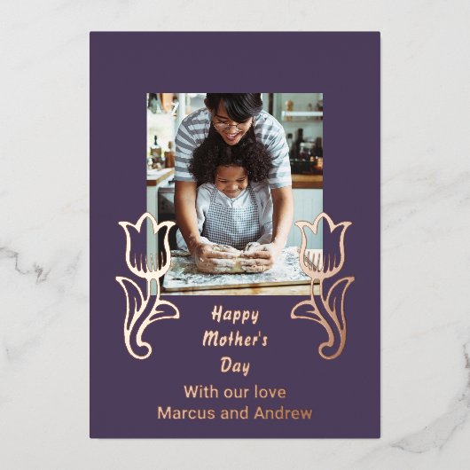 Tulip en foto-Moederdag Folie Feestdagenkaart (Voorkant)