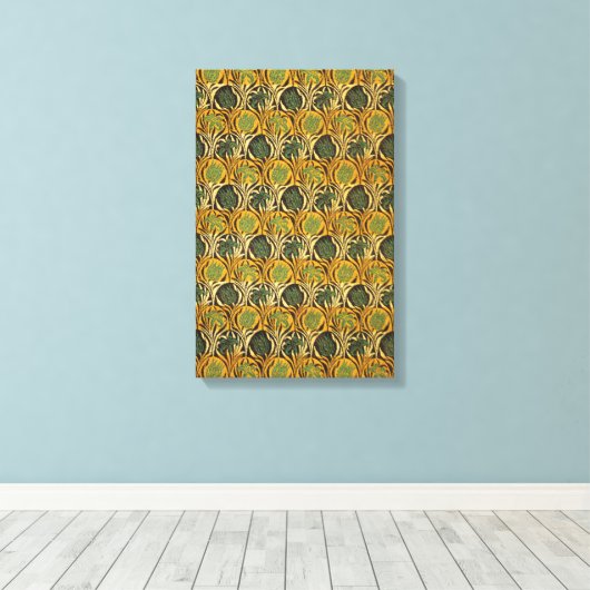 Tulip en Lily Pattern (door William Morris) Canvas Afdruk (Insitu (Houten vloer))