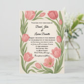 Tulip Ever After Photo Wedding Invitation Kaart (Staand voorkant)