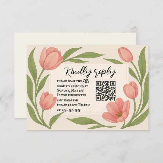 Tulip Ever After QR Code RSVP Card (Voorkant / Achterkant)