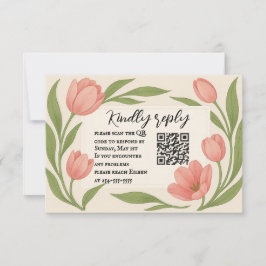 Tulip Ever After QR Code RSVP Card Kaartje