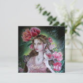 Tulip fairy square birthday card  (Staand voorkant)