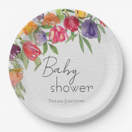 Tulip Fantasy Floral-geïnspireerd Baby shower Papieren Bordje