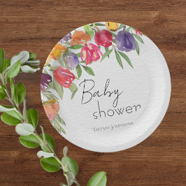 Tulip Fantasy Floral-geïnspireerd Baby shower Papieren Bordje