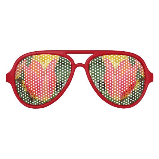Tulip Festival Retro Party Shades, Red Aviator Zonnebril (Voorkant)