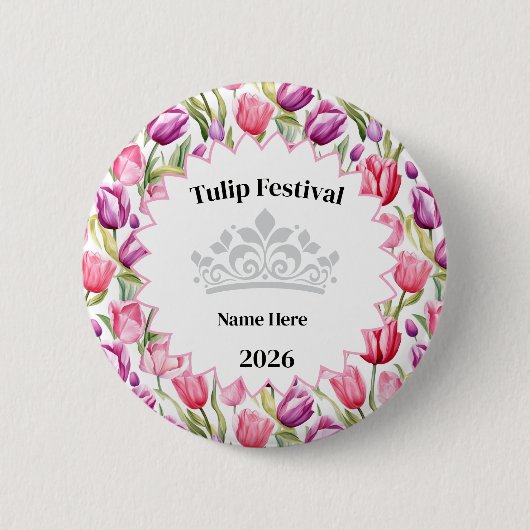 Tulip Festival Royalty Button Pin (Voorkant)
