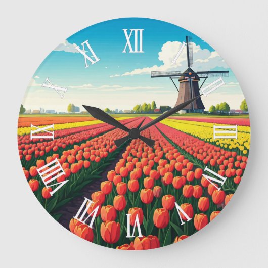 Tulip Fields Windmill Holland Netherlands Grote Klok (Voorkant)