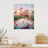 Tulip Flamingo Mirror Marsh Poster (Keuken)