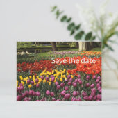 Tulip Flat Save the Date Kaart (Staand voorkant)