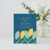 Tulip Floral Easter Dinner Brunch Family Blue Briefkaart (Staand voorkant)