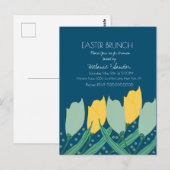 Tulip Floral Easter Dinner Brunch Family Blue Briefkaart (Voorkant / Achterkant)