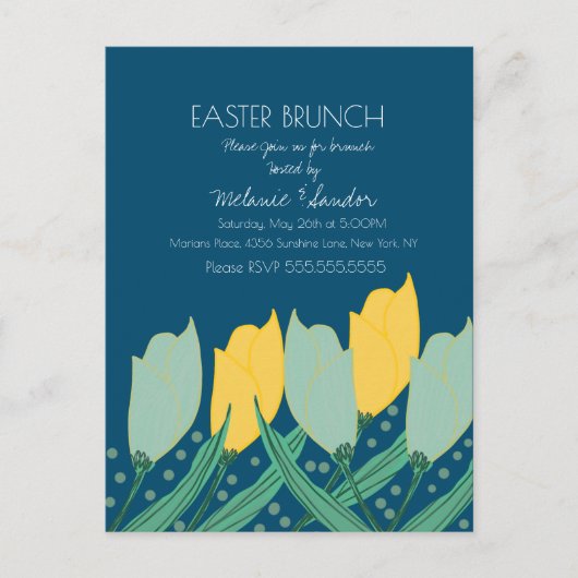 Tulip Floral Easter Dinner Brunch Family Blue Briefkaart (Voorkant)