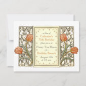  Tulip Floral Elegant Birthday Party Invita Kaart (Voorkant)