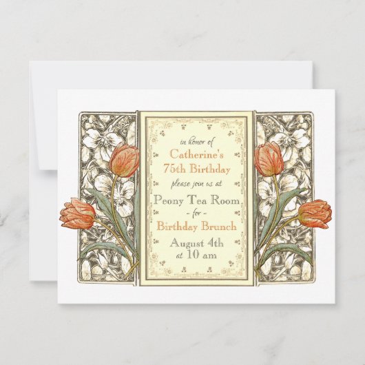 Tulip Floral Elegant Birthday Party Invita Kaart (Voorkant)