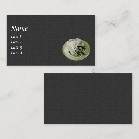 Tulip Floral Monogram Uw Initialen Visitekaartje (Voorkant / Achterkant)