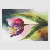 Tulip Floral-Waterverf ontkoppeling Tissuepapier (Voorkant)