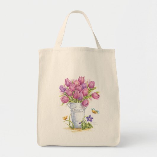 Tulip Florist Pail Grocery Canvas tas (Voorkant)
