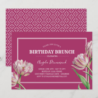 Tulip Flower Birthday Brunch Pink Kaart
