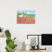 Tulip Flower Field Shaker House Pink Spring Flora Poster (Thuiskantoor)