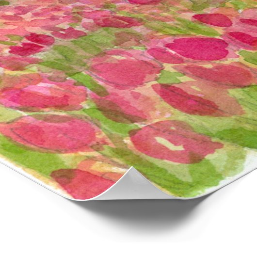 Tulip Flower Field Shaker House Pink Spring Flora Poster (Hoek)