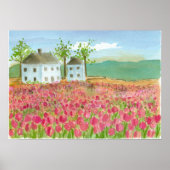 Tulip Flower Field Shaker House Pink Spring Flora Poster (Voorkant)