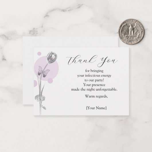 Tulip Flower Hartelijk dank Notitiekaartje (Voorkant / Achterkant in situ)