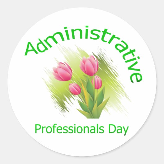 Tulip Flowers Administrative Professionals Day Ronde Sticker (Voorkant)