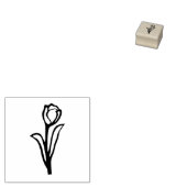 Tulip Folk Art Flower Floral Lino-cut look Rubberstempel (Gestempeld)