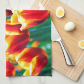 Tulip Foto: helder Oranje geel groen Theedoek (Quarter Fold)