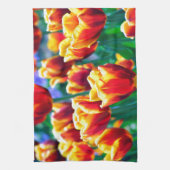 Tulip Foto: helder Oranje geel groen Theedoek (Verticaal)