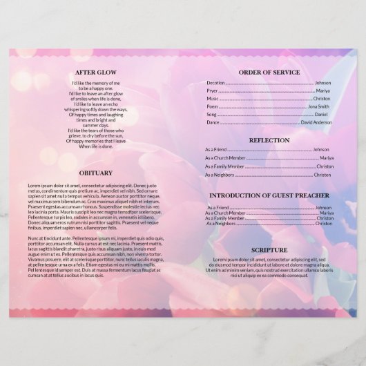 Tulip Funeral Sjabloon (Achterkant)