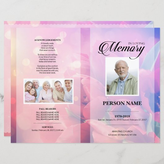 Tulip Funeral Sjabloon (Voorkant / Achterkant)