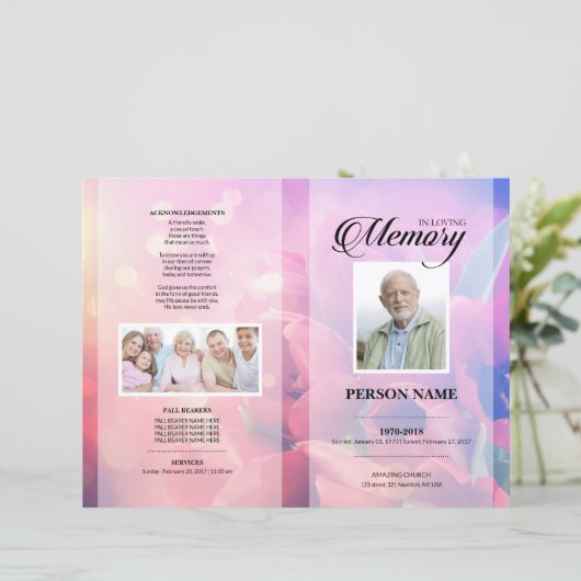 Tulip Funeral Sjabloon (Staand voorkant)