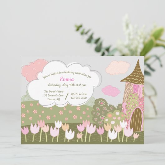 Tulip Garden Birthday Party Kaart (Staand voorkant)