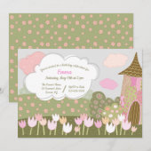 Tulip Garden Birthday Party Kaart (Voorkant / Achterkant)