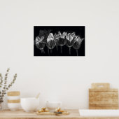 Tulip Garden Black White Scratchboard Art Poster (Keuken)