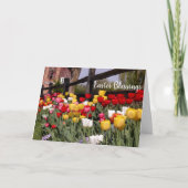 Tulip Garden Happy Easter Blessenaars Feestdagen Kaart (Voorkant)
