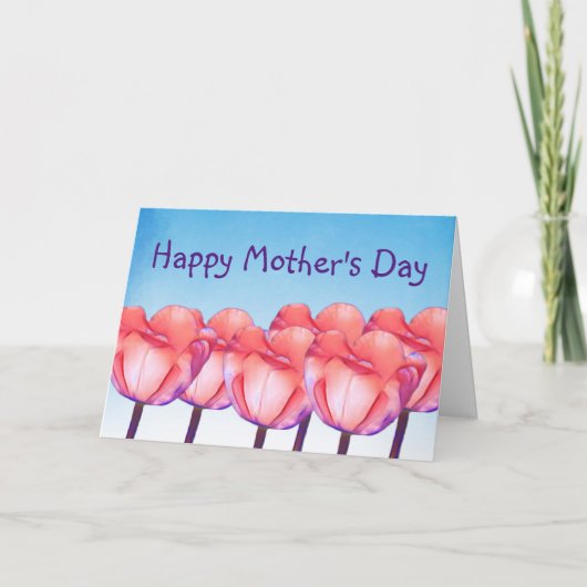 Tulip Garden Illustratie met Text Moederdag Kaart (Voorkant)