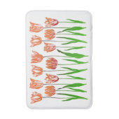 Tulip Garden Print in Coral Oranje en Green Badmat (Voorkant Verticaal)