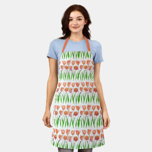 Tulip Garden Print in Coral Oranje en Green Schort