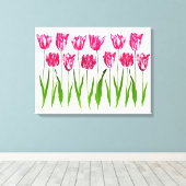 Tulip Garden Print in Fuchsia Pink en Green (Insitu (Houten vloer))